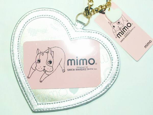 新品本物即決　mimo　ミモ　バッグチャーム　定期入れ　パスケース　ハート　シルバー　クリスマス誕生日プレゼント入学祝い就職通勤通学等_画像1