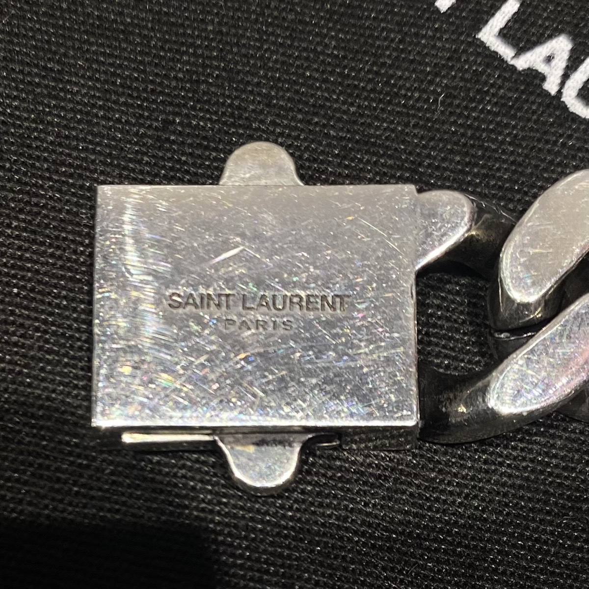 ★SAINT LAURENT PARIS サンローラン パリ メンズ BRACELET CARRY OVER チェーン ブレスレット ARGENT OXYDE メタル ブレスレット 104_画像4