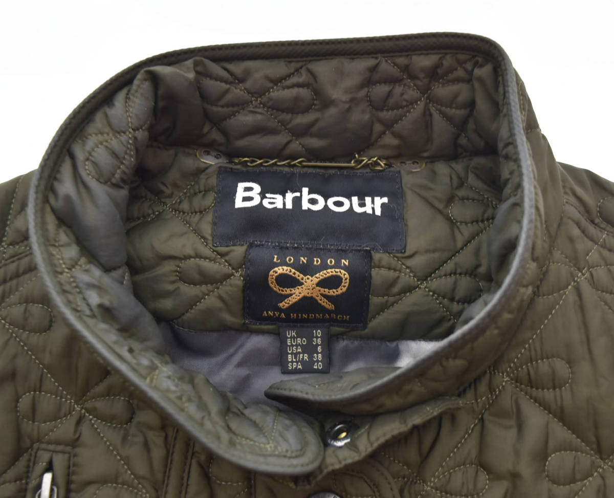 △ Barbour バブアー ANYA HINDMARCH アニヤハインドマーチ キルティングコート ナイロンジャケット 2183051-46 カーキ 103_画像4