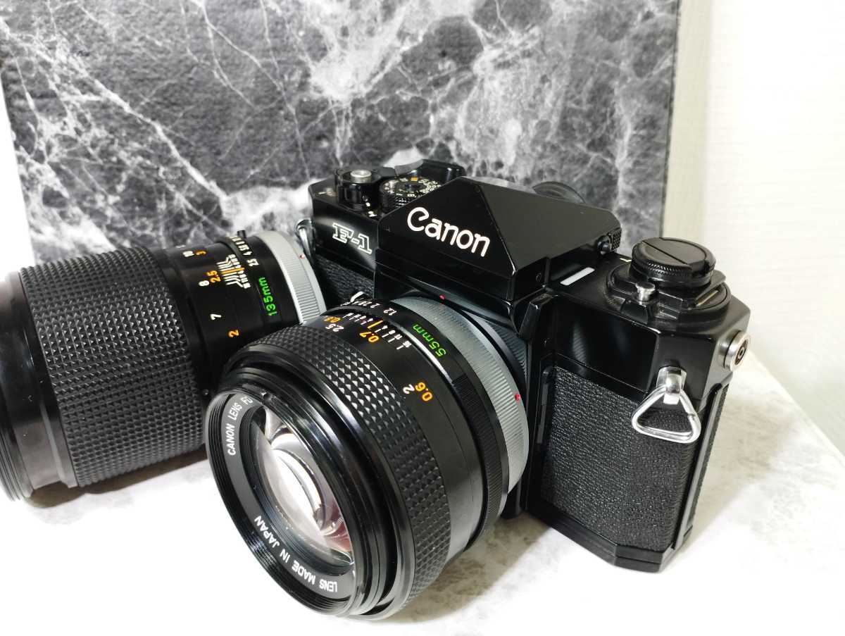 【終活】Canon F-1後期型＋FD55mm f1.2 S.S.C シンデレラ単焦点赤バッジ＋FD135mm f2.5 各動作良好　露出計OK　レンズ光学良好　外観綺麗_画像3