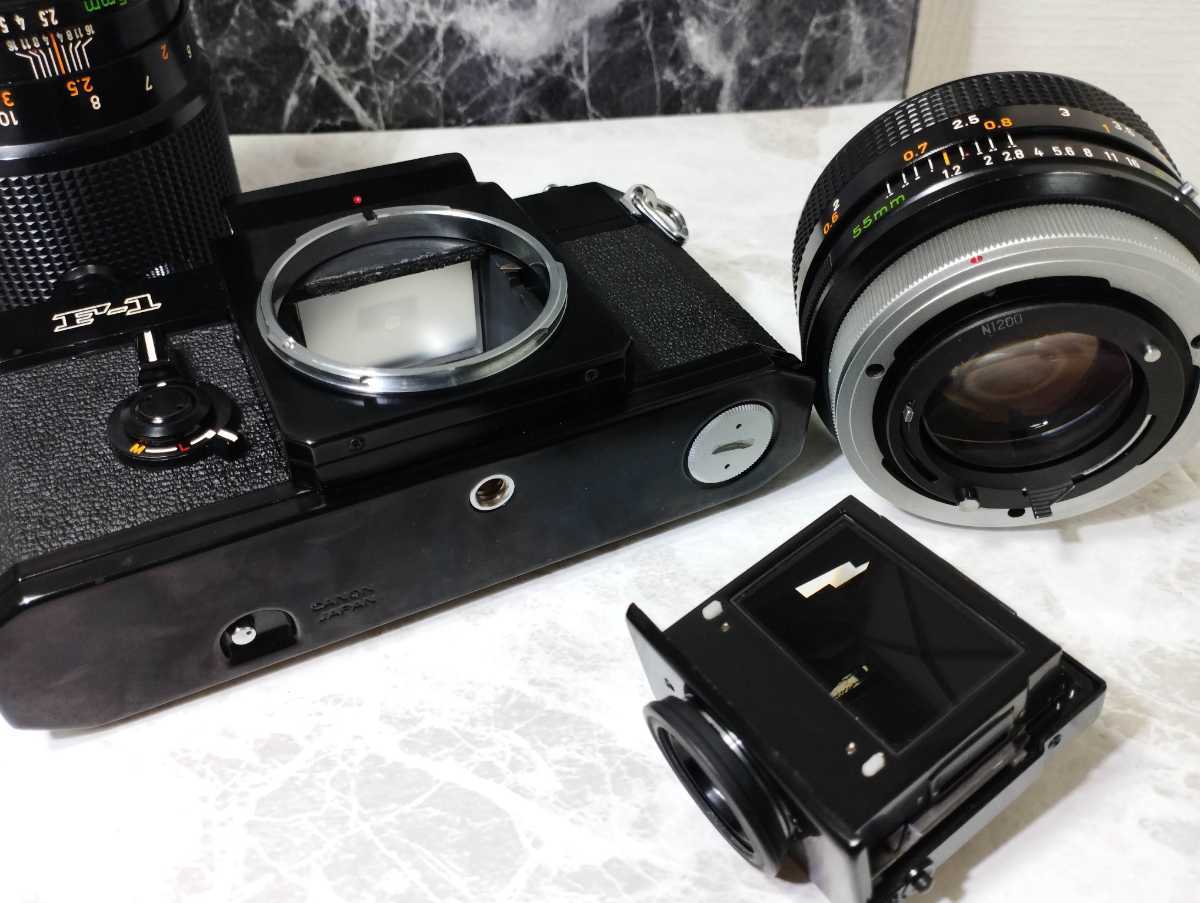 【終活】Canon F-1後期型＋FD55mm f1.2 S.S.C シンデレラ単焦点赤バッジ＋FD135mm f2.5 各動作良好　露出計OK　レンズ光学良好　外観綺麗_画像7