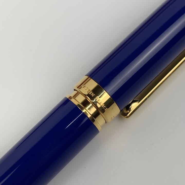 S.T.Dupont『箱付き 美品』デュポン ブルー × ゴールド 青 金 回転式 ボールペン カートリッジ式 高級感