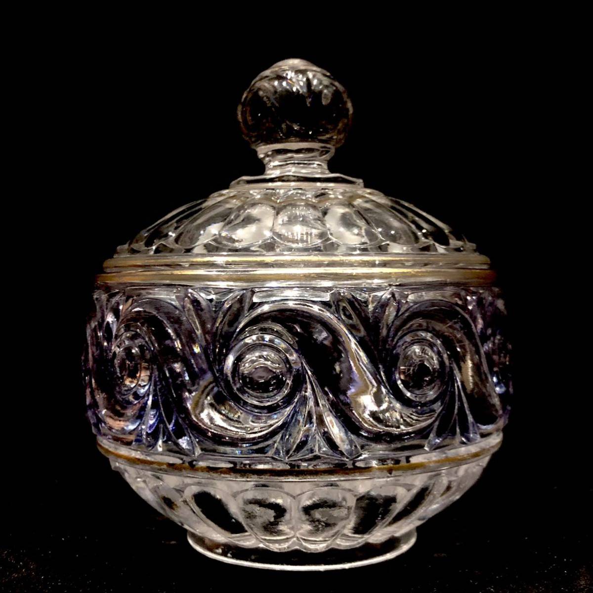 Baccaratオールドバカラ/※金彩紫装飾 球体大型蓋物 RUSSE ルッセ 絶対