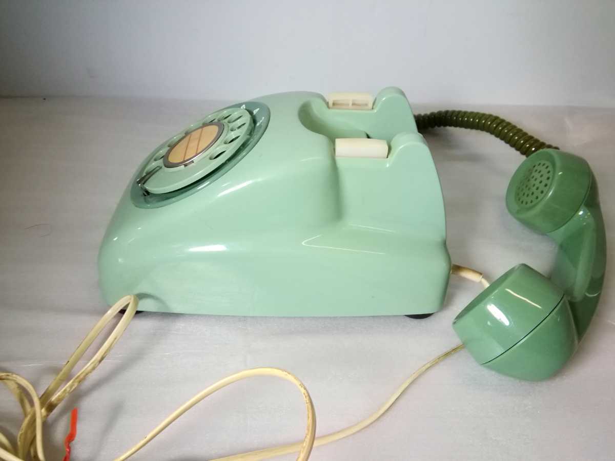 昭和レトロ 日本電信電話公社 ダイヤル式電話器 大寒波グリーン 600-A2 色（G）ダイヤル電話 アンティーク (az)の画像5