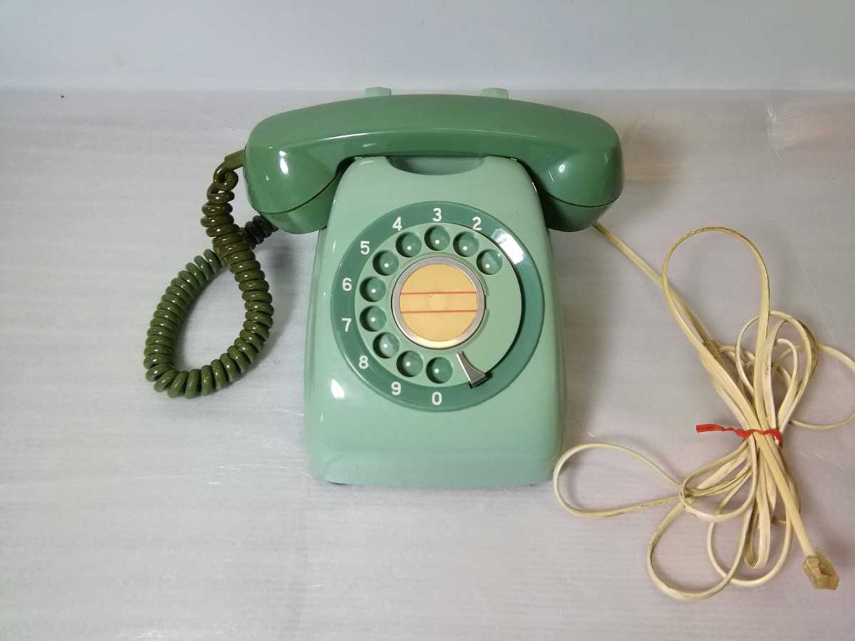 昭和レトロ 日本電信電話公社 ダイヤル式電話器 大寒波グリーン 600-A2 色（G）ダイヤル電話 アンティーク (az)の画像1