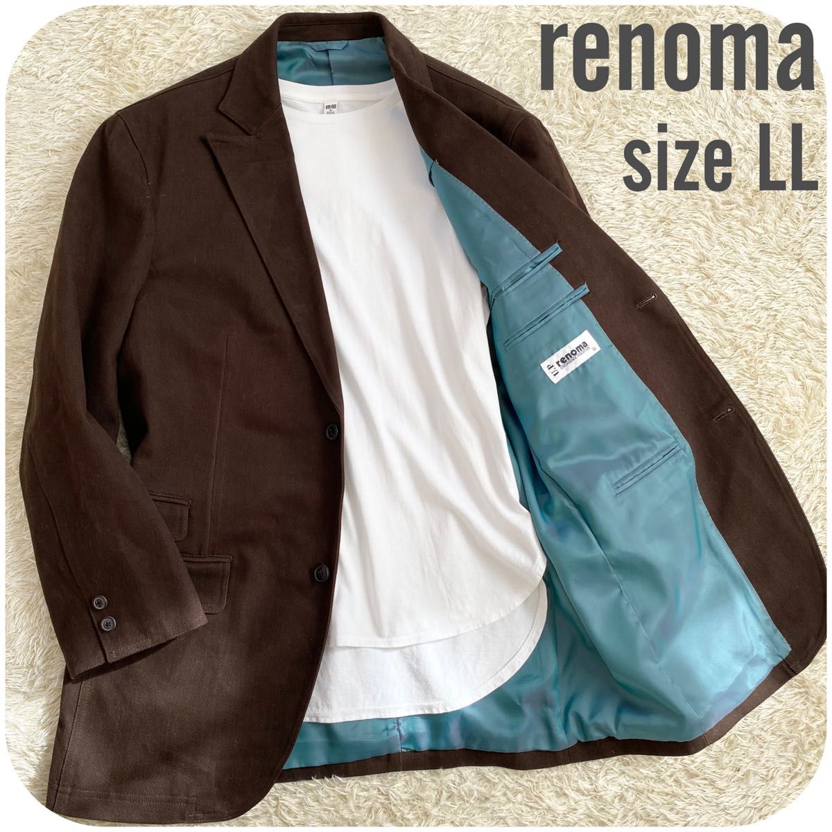 極美品 renoma レノマ ツイルコットンテーラードジャケット LL