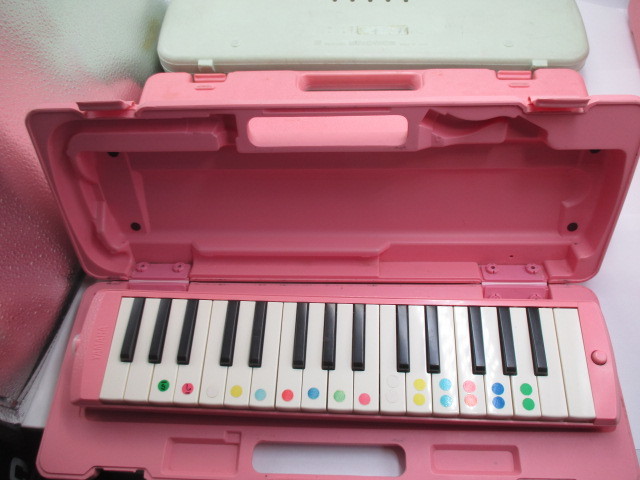 1円 YAMAHA ピアニカ 4台セット、P-32D ピンク・鍵盤ハーモニカ・まとめて・まとめ売りの画像3