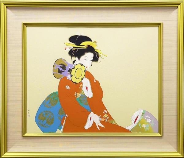 上村松園 鼓の音(複製画) 監修者承認烙印 額装 Yahoo!オークション - 【真作】【WISH】上村松園「鼓の音