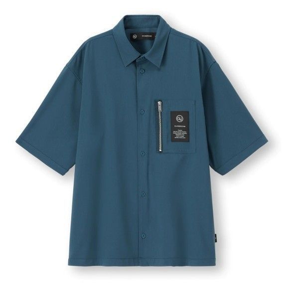 ジップポケットシャツ　(5分袖)　UNDERCOVER　ブルー　サイズXL