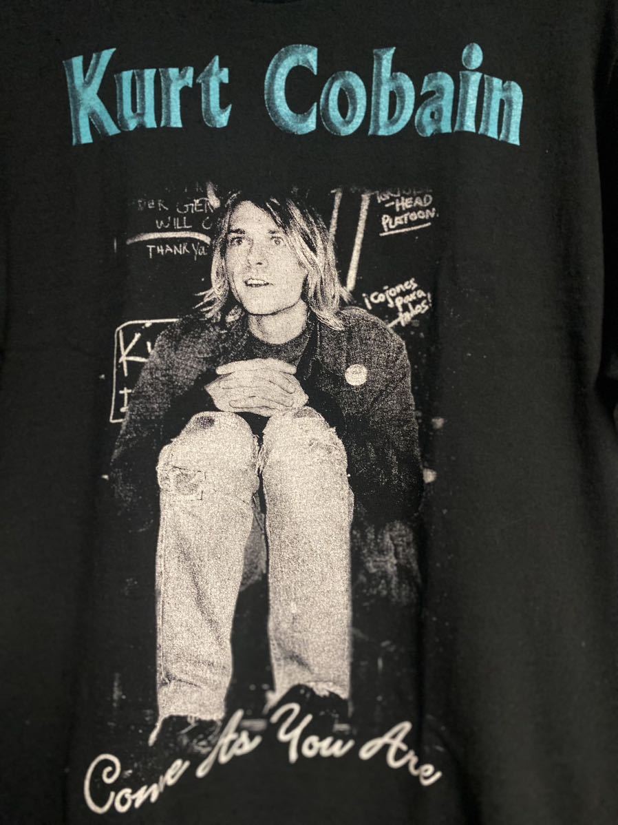 90'S当時物 Kurt Cobain Tシャツ ヴィンテージ サイズL NIRVANA バンドTシャツ カートコバーン HOLE ブラック ニルヴァーナ - 1