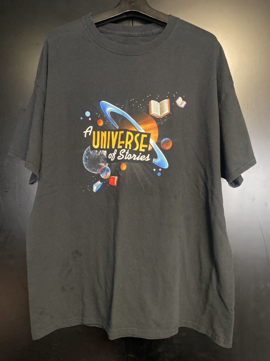 【あすつく】 希少 企業Tシャツ ヴィンテージ　プリントTシャツ 企業Tシャツ　ブラック　サイズXL UNIVERSE イラスト、キャラクター
