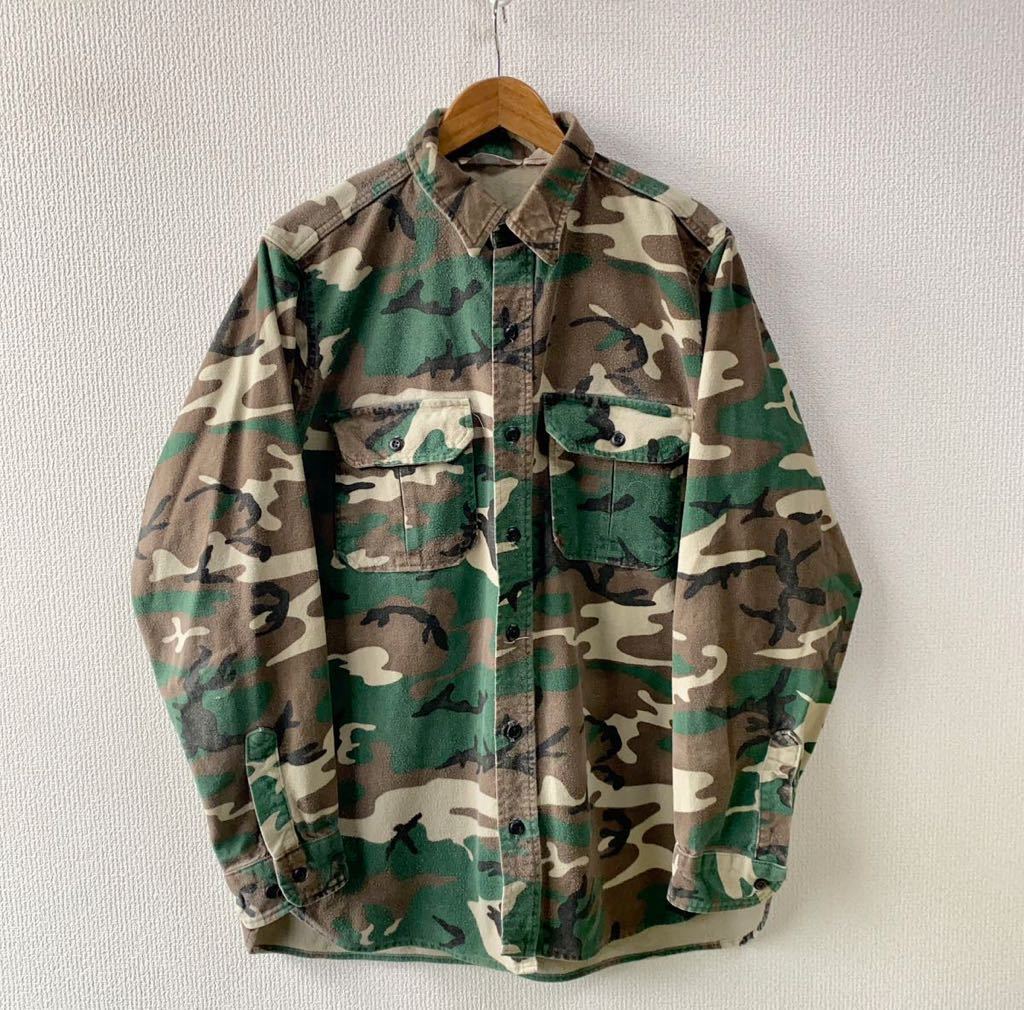 90s USA製 Cabelas 長袖 迷彩 シャモアクロス シャツ XL カベラス アメリカ製 カモ_画像1