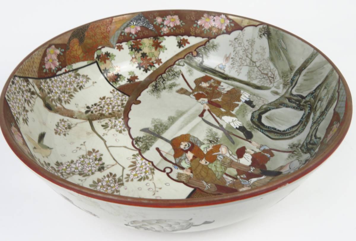 時代 金襴手 色絵金彩細密絵付花鳥武者図 鉢 2枚セット/九谷焼 高田画