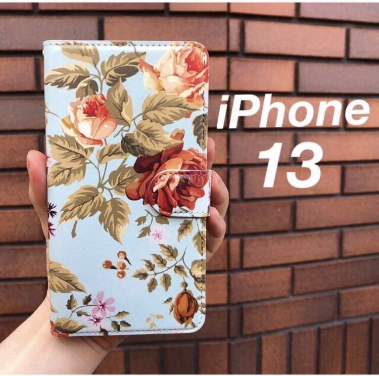 iPhone13ケース　クラシック　ローズ　バラ　アンティーク　花柄　フラワー　携帯カバー 手帳型ケース 手帳型 スマホケース iPhone_画像2