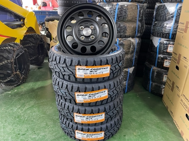 割り引き オープンカントリーR T165 60R15ホワイトレター新品アルミ4本