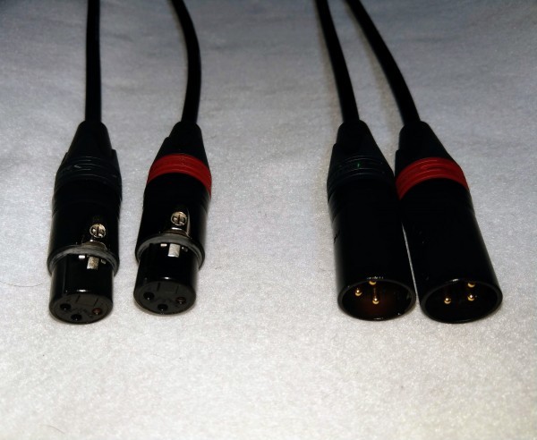 XLR pair cable 1m× 2 ps ( red, black ) Canare L-4E6S Neutrik made NC3FXX-B,NC3MXX-B gilding XLR terminal 