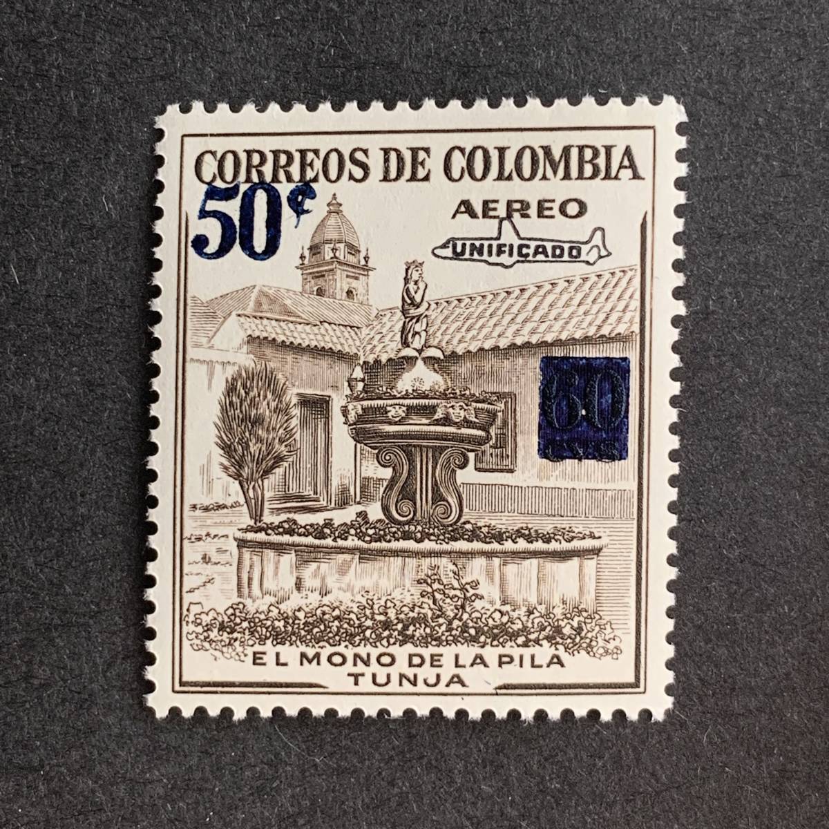 【ビバ！クラシコ】１９５９年★コロンビア★航空郵便切手１・加刷    の画像1