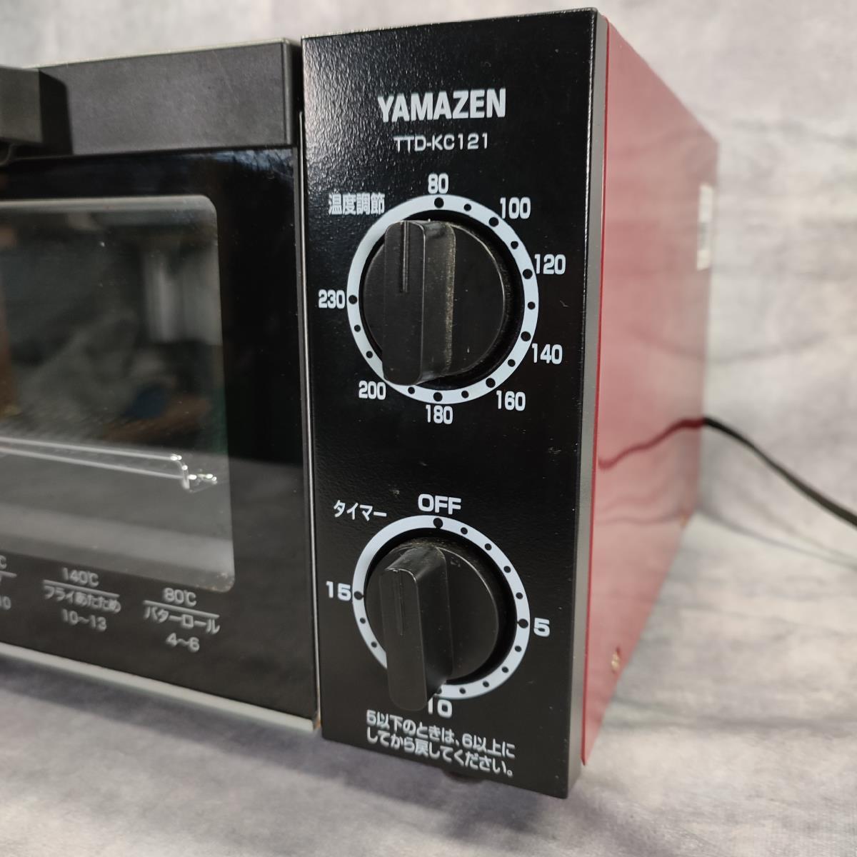 【動作確認済 】 YAMAZENオーブントースターTTD-KC121 （R) 4枚焼 山善 トースター 最高温度80～230℃ AC100 レッド キッチン 家電 ピザの画像4