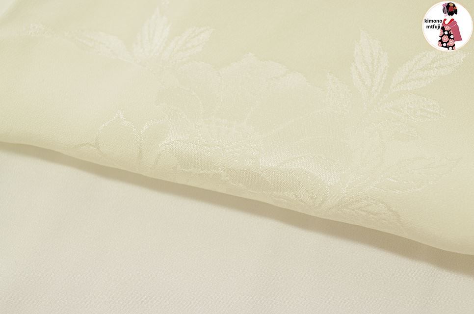 1円 同梱可 美品 長襦袢 正絹 仕立て上がり 白 花文様 身丈130.5cm 
