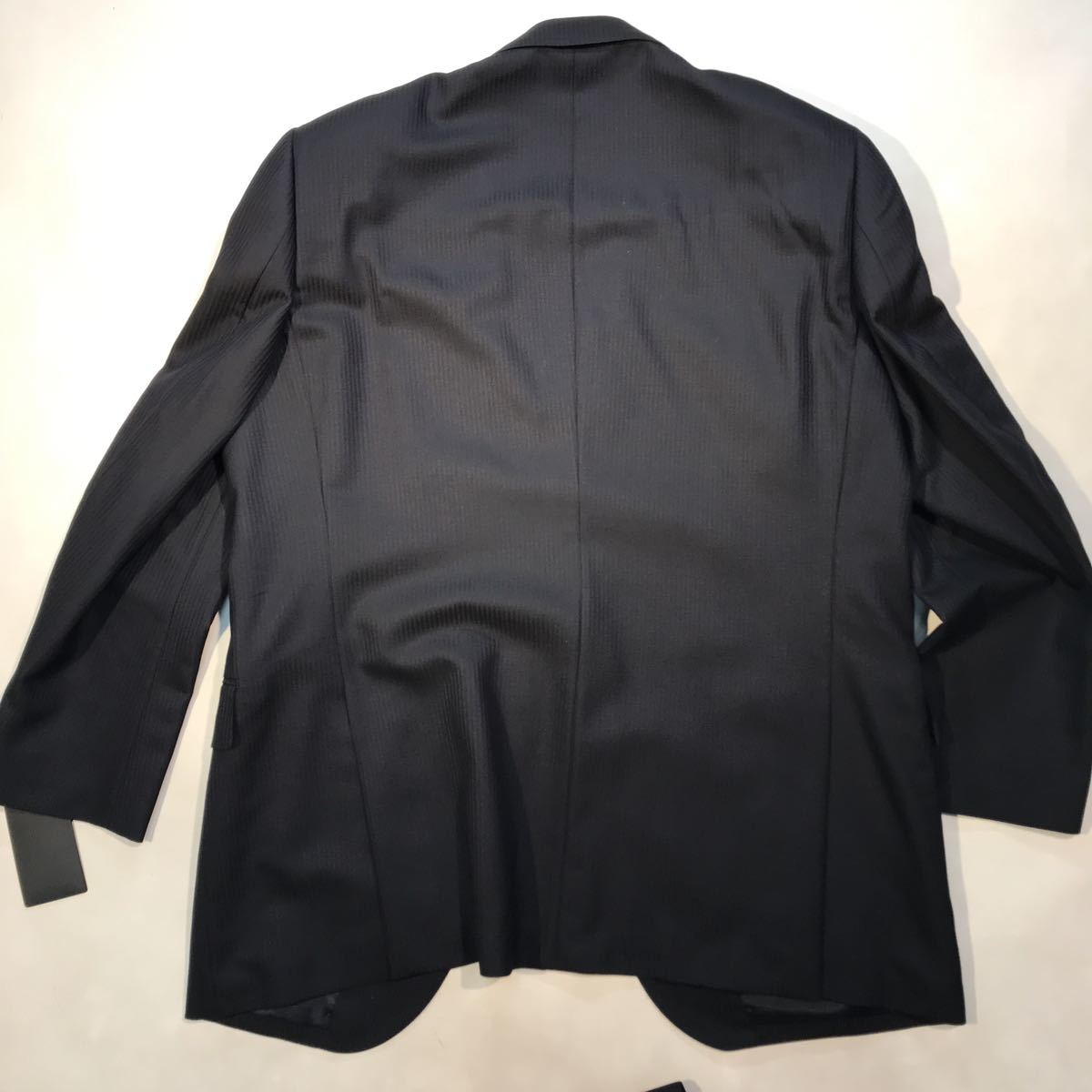 新品タグ付き156,000円激安高級dunhill ORDER MADE 2つボタンスーツセットアップ　サイズBE5 濃紺navyシャドウストライプAMF日本製　訳あり_画像8