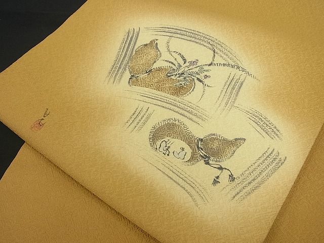 着物屋こころ 九寸開き名古屋帯 作家物 手描き 瓢箪 正絹 逸品 A-tn158
