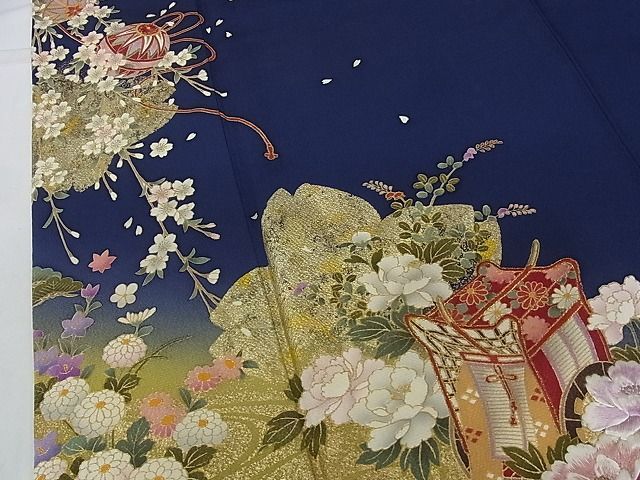 着物屋こころ■豪華振袖 刺繍 御所車花毬文 暈し染め 金彩 鈴乃屋扱い 着丈159cm 裄丈65cm 正絹 逸品 A-ma3509の画像4