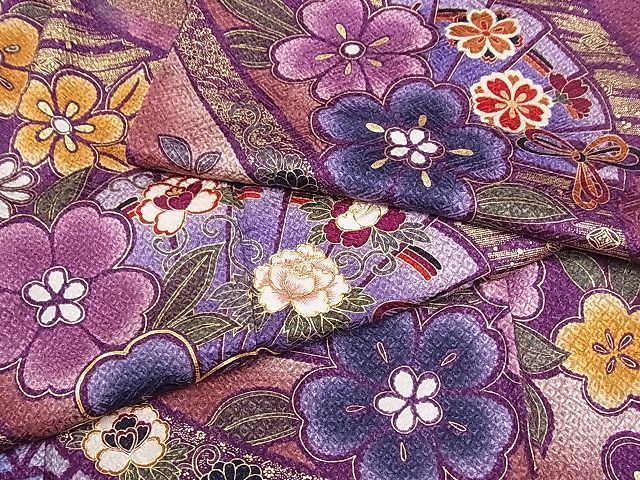 着物屋こころ■極上 振袖 駒刺繍 絞り 桧扇花文 暈し染め 金彩 着丈162cm 裄丈69cm 正絹 逸品 A-ck6567の画像8