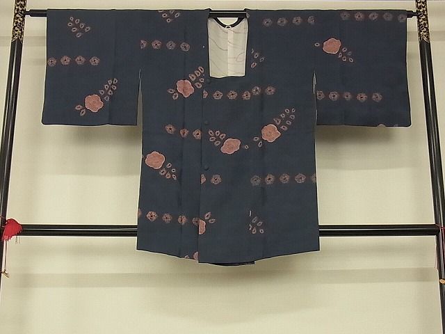 着物屋こころ□道行コート 舞花文 正絹 逸品 A-bw1789 コート、道中着
