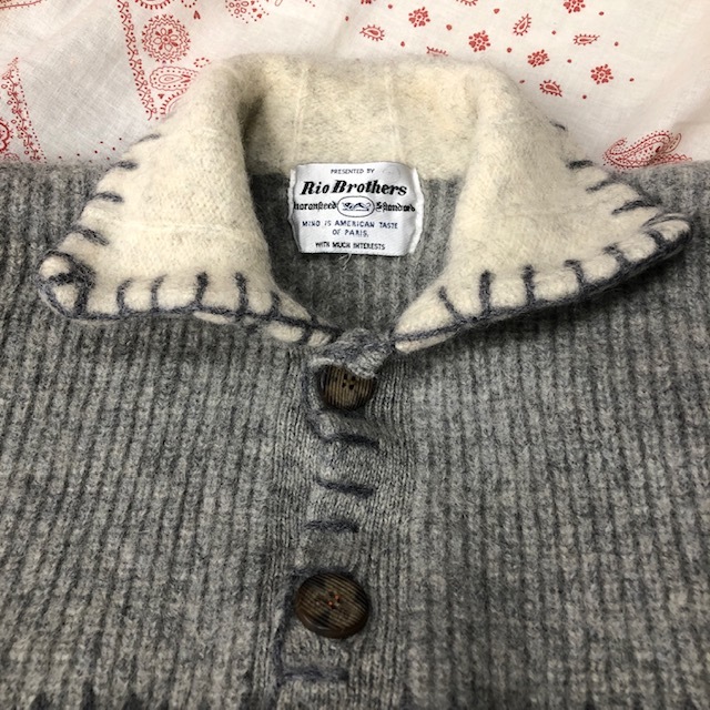 レトロ古着 70s~80s 厚手 切り替え ニットジャケット ニットカーディガン S~M程度 オールド ヴィンテージ 昭和レトロ ウール ●204