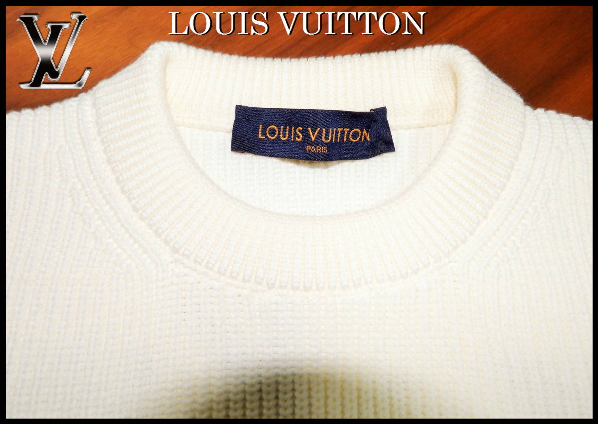 LOUIS VUITTON バックロゴ刺繍セーター ルイヴィトン セーター 白-