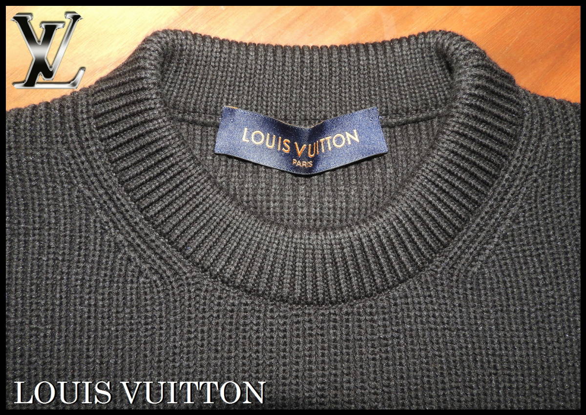 LOUIS VUITTON バックロゴ 刺繍セーター ルイヴィトン ブラック 黒 メンズ S ニット モノグラム ダミエ ジャケット 長袖 ブルゾン_画像5