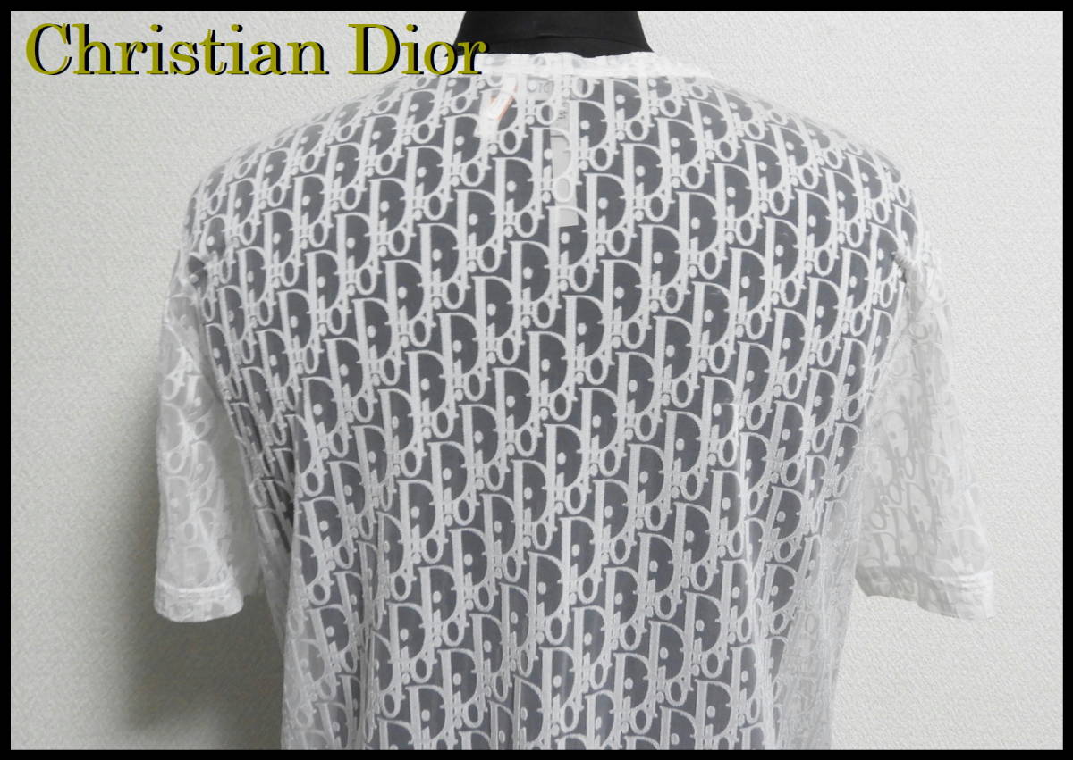 国内正規品 Christsian Dior オブリーク シースルーTシャツ メンズ M クリスチャンディオール ホワイト ブルー グラデーション 白 青 美品_画像4