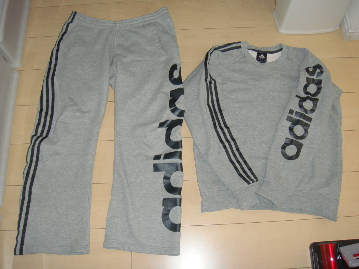 ☆ビッグロゴ☆アディダス☆adidas☆トレーナースウェット☆上下セット☆サイズL☆中古☆_画像2