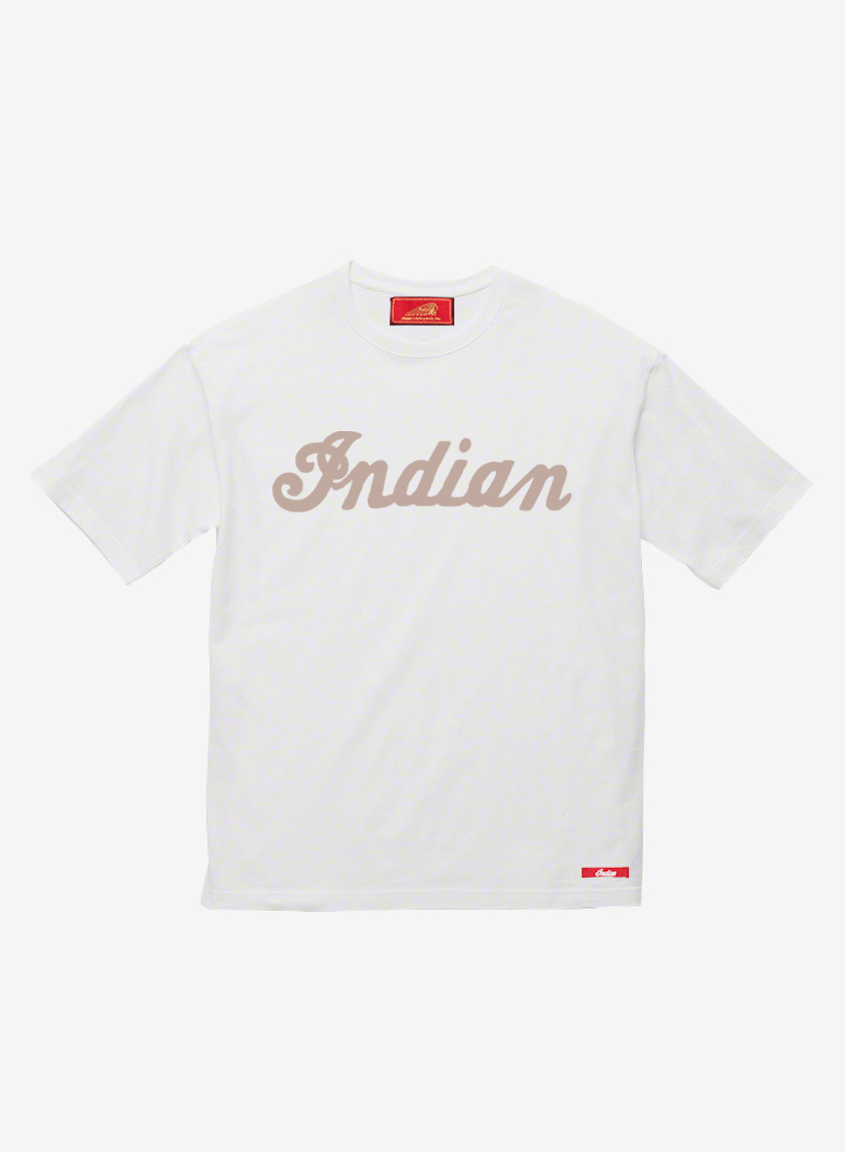 【Indian Motocycle】Lサイズ　ホワイト　フロッキーロゴTシャツ　インディアンモトサイクル　ランブル_画像1