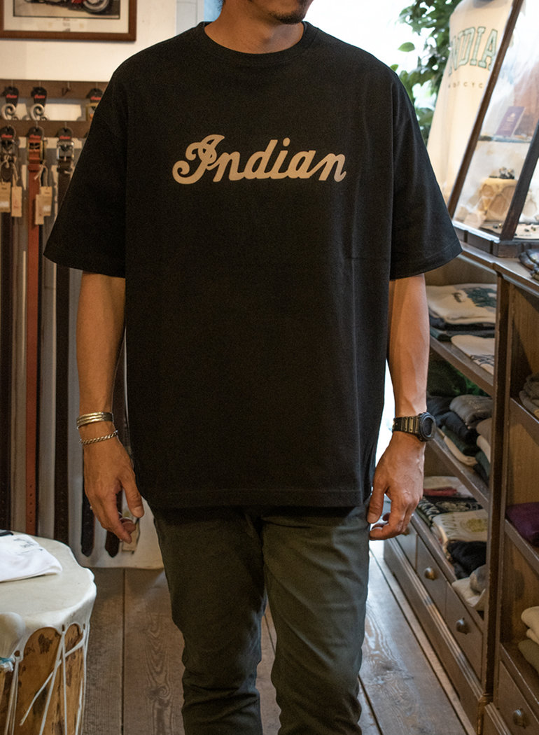 [Indian Motocycle]L размер черный flocky Logo футболка индеец Moto cycle Ran bru