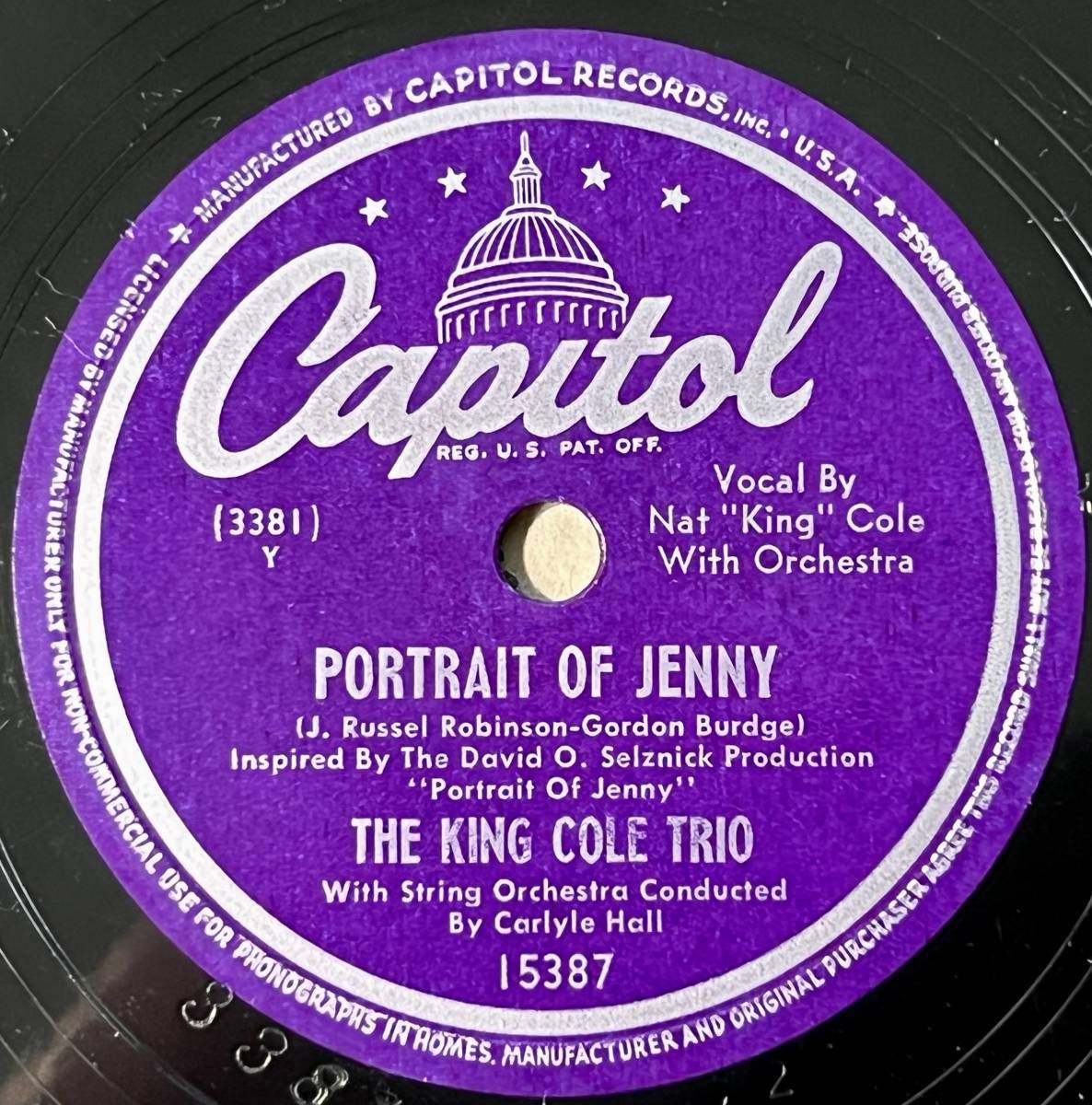 NAT KING COLE TRIO CAPITOL An Old Piano The Blues/ Portrait Of Jenny