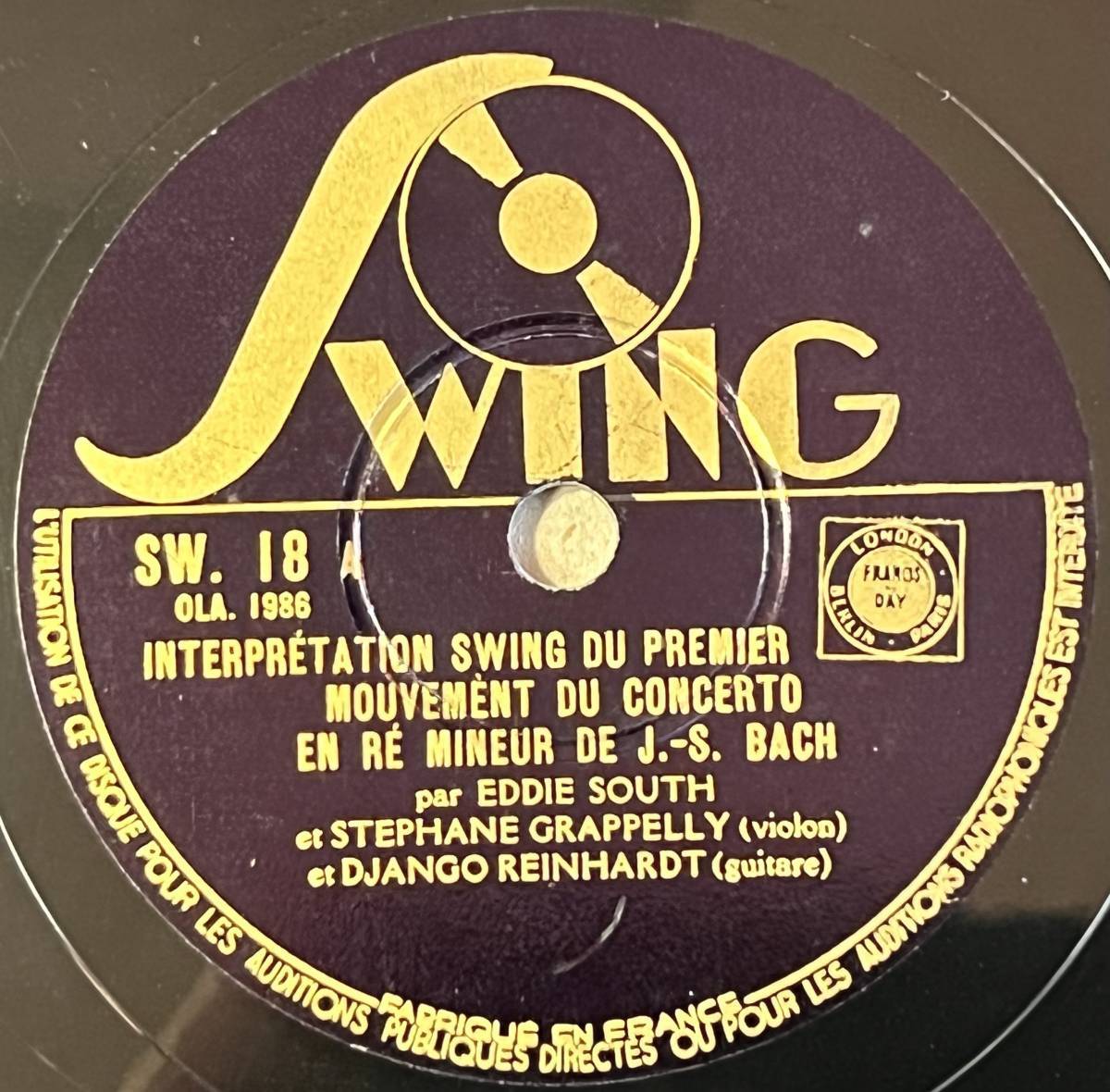 ジャズ EDDIE SOUTH w S. GRAPPELY, DJANGO REINHARDT SWING Interpretation Swing/ Improvisation