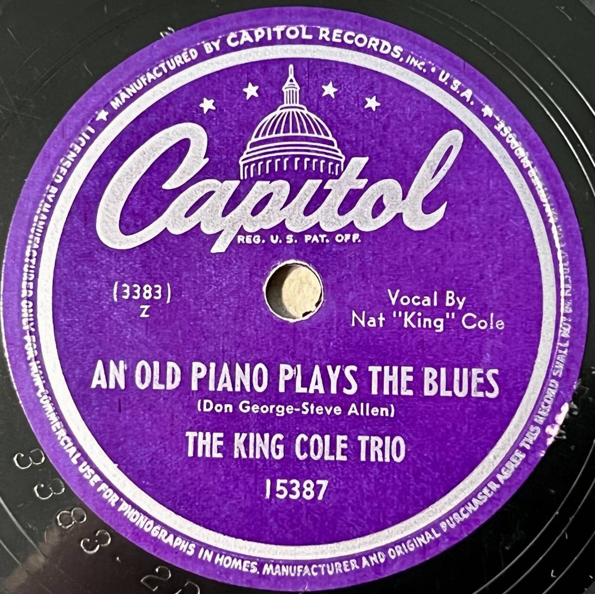 NAT KING COLE TRIO CAPITOL An Old Piano The Blues/ Portrait Of Jenny