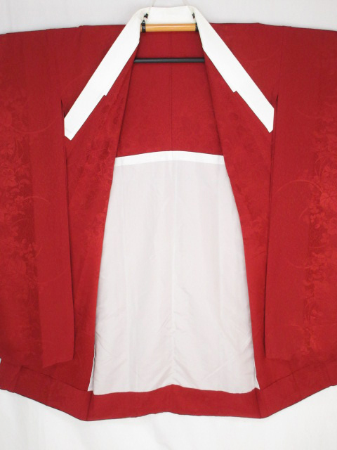 美品!やまと誂製*真紅色*正絹半衿付*無双*振袖用*長襦袢*134cm*FN21_画像9
