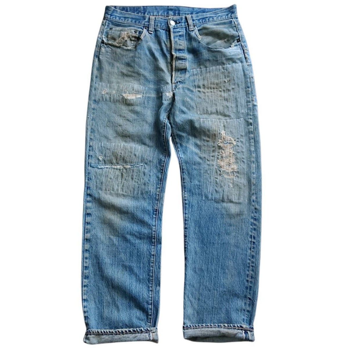 超希少 Levi's 501 66前期 赤耳 リペア リーバイス ビンテージ シングルステッチ ダメージ