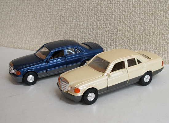 * Yonezawa Diapet minicar 2 pcs. set 1988 Mercedes Benz 560SEL blue * eggshell white blue white retro together Sapporo city Toyohiraku 