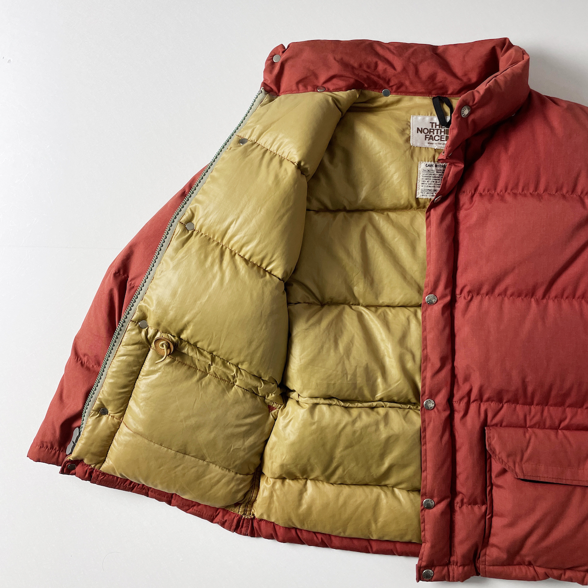 THE NORTH FACE　90s ヴィンテージ USA製 ウォッシャブル 厚手 ダウン ジャケット オレンジ 赤 ダブル ジップ 冬 ザ ノースフェイス S / M