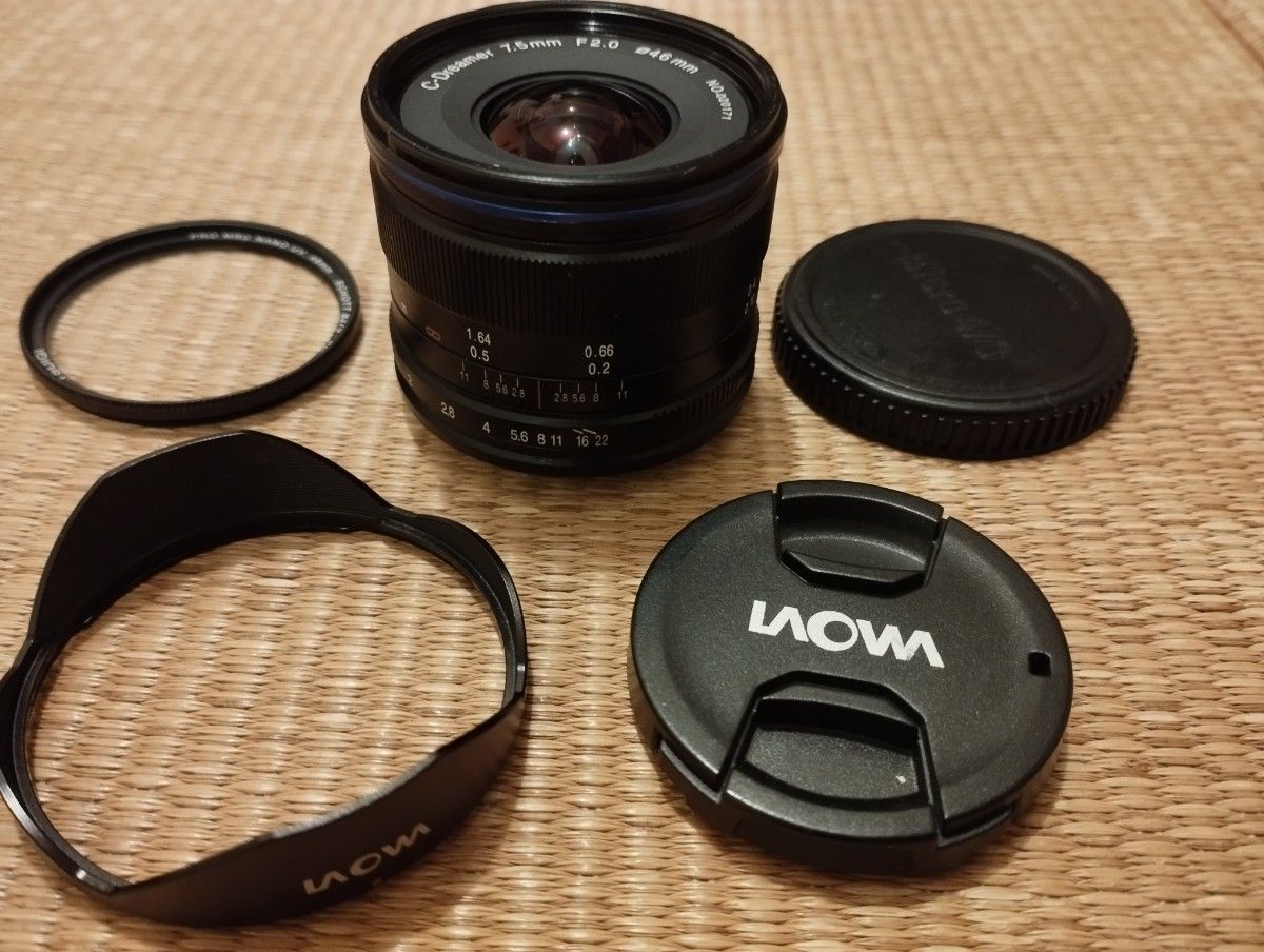 売切り特価 LAOWA 単焦点広角レンズ 7.5mm F2 マイクロフォーサーズ用