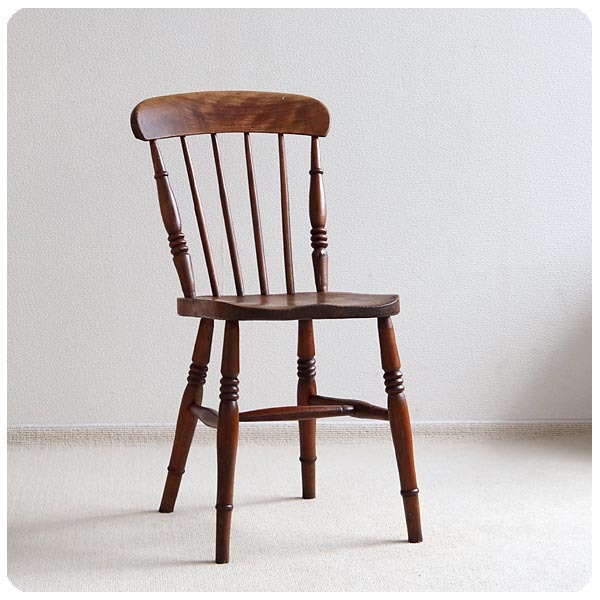 イギリス アンティーク キッチンチェア 木製椅子 カントリー 古木 店舗什器 家具「一枚板座面」T-951