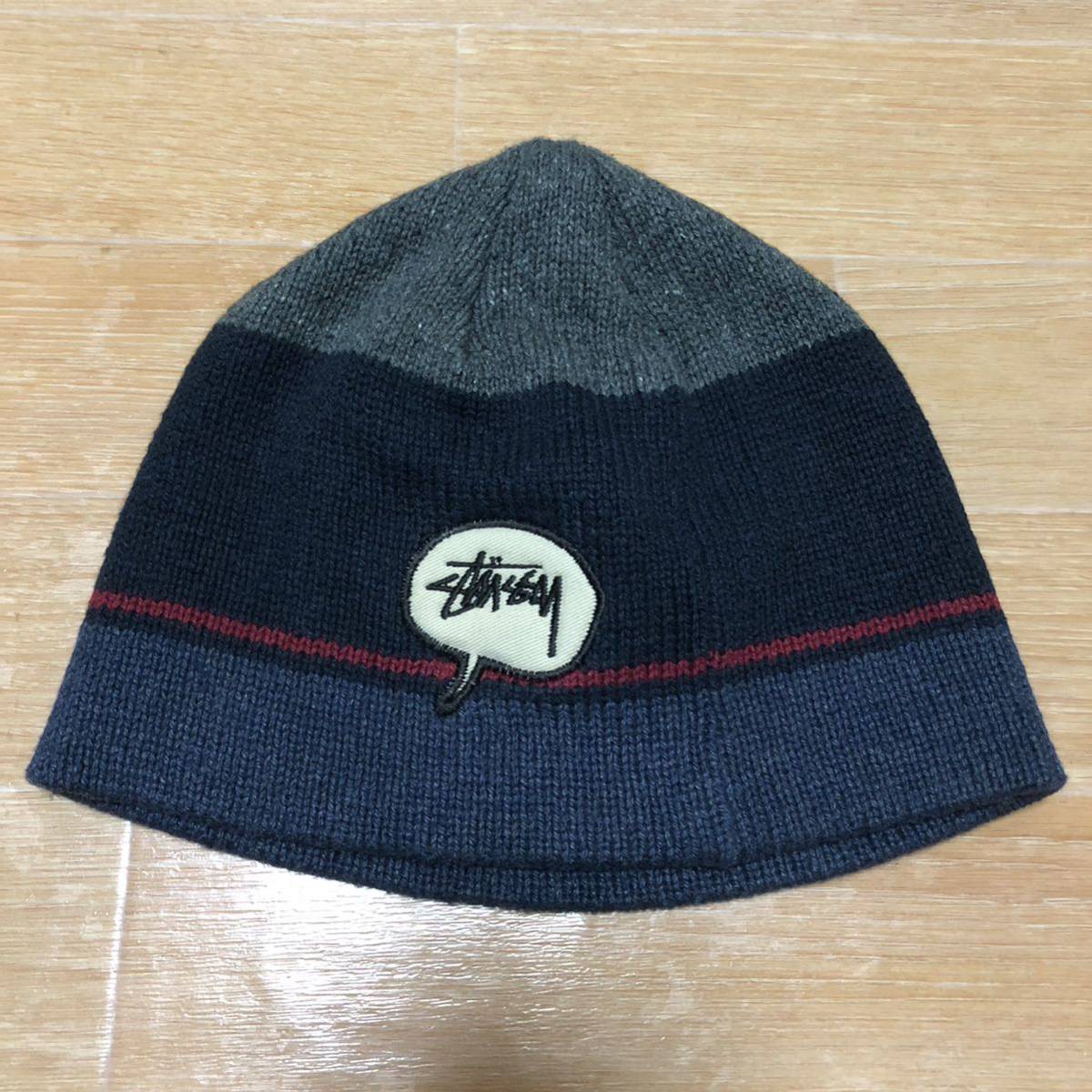 希少 90s USA製 old STUSSY マンガ 吹き出し風 ニットキャップ_画像1