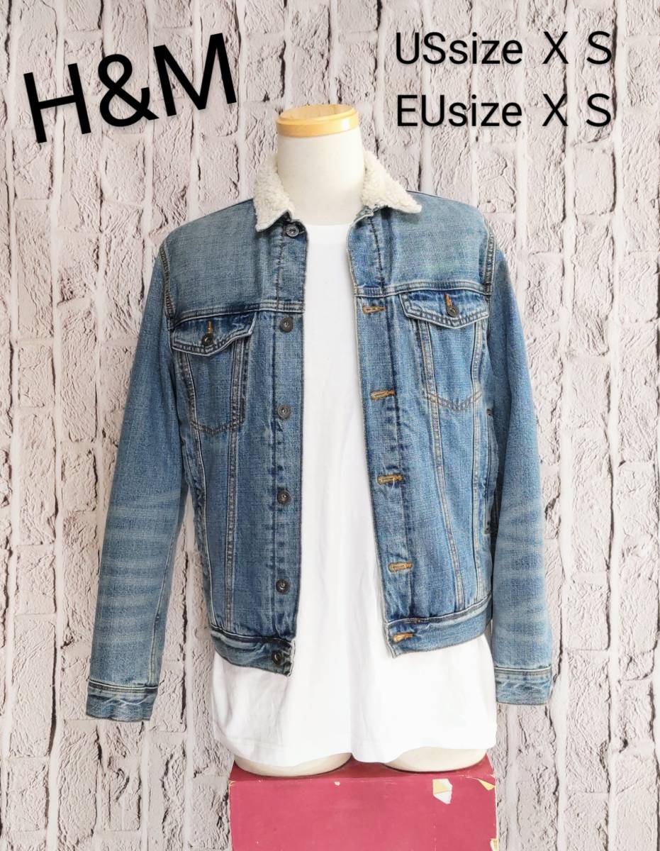 ★送料無料★ H&M デニムジャケット ボアジャケット エイチアンドエム Gジャン USsize XS EUsize XS