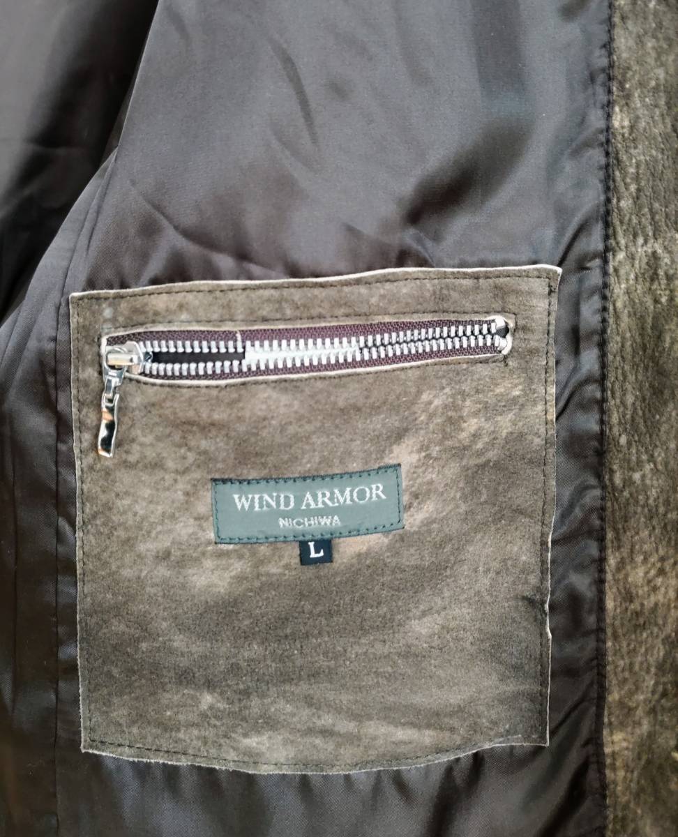 ★送料無料★ WindArmor ウインドアーマー レザーコート レザージャケット 革ジャン ヌバック? 羊革 Large