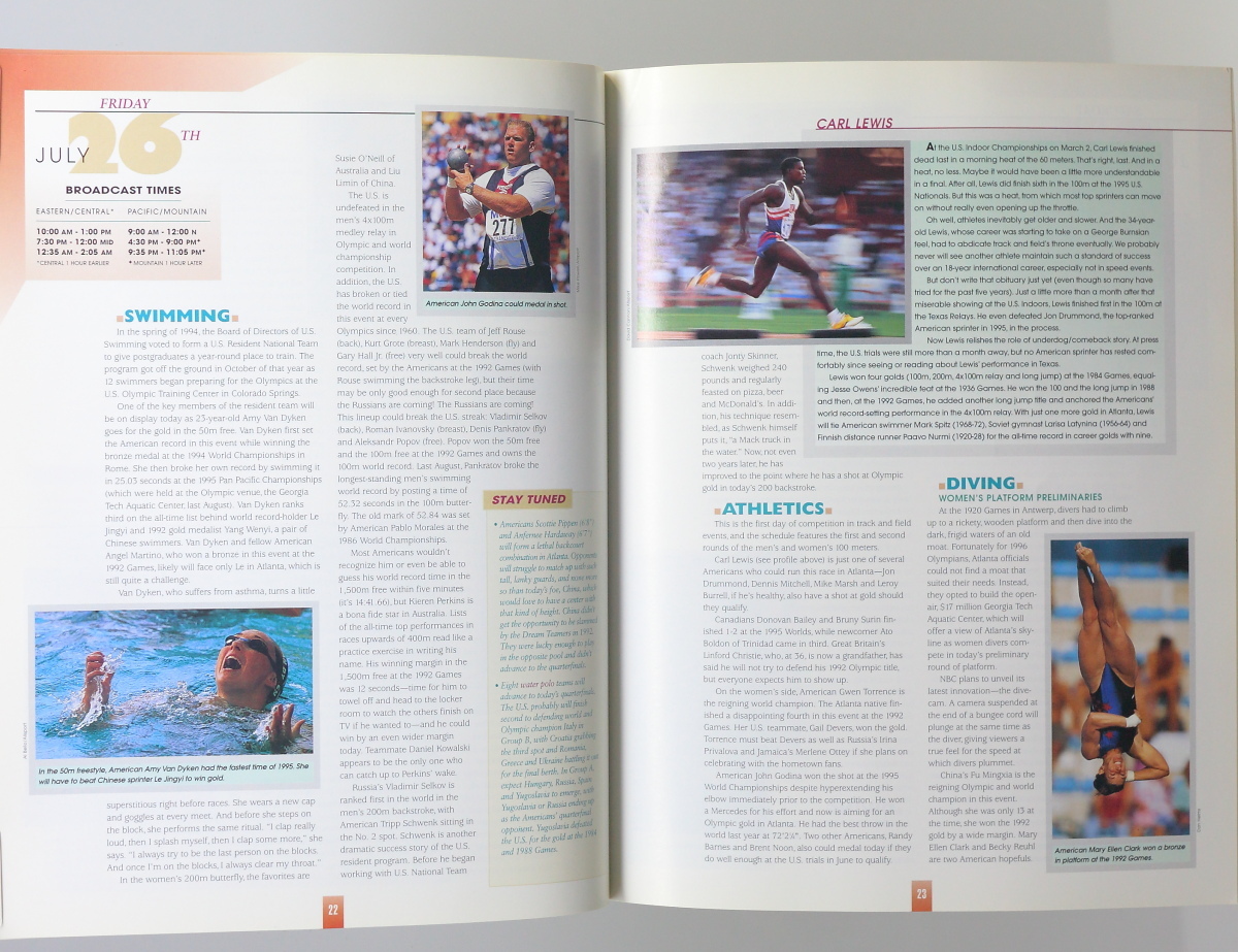 【当時物】 1996 アトランタオリンピック 公式ガイドブック / THE OFFICIAL NBC VIEWER'S GUIDE / 洋書_画像6