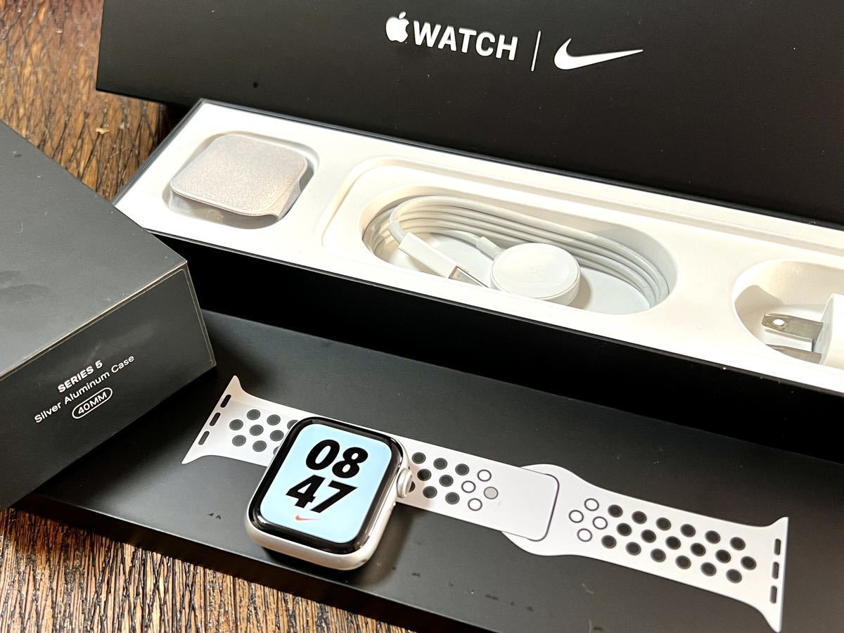 ★バッテリー91%★ Apple Watch Nike Series 5 40mm アップルウォッチ シルバーアルミニウム GPS  ナイキスポーツバンド 未使用未開封品付き