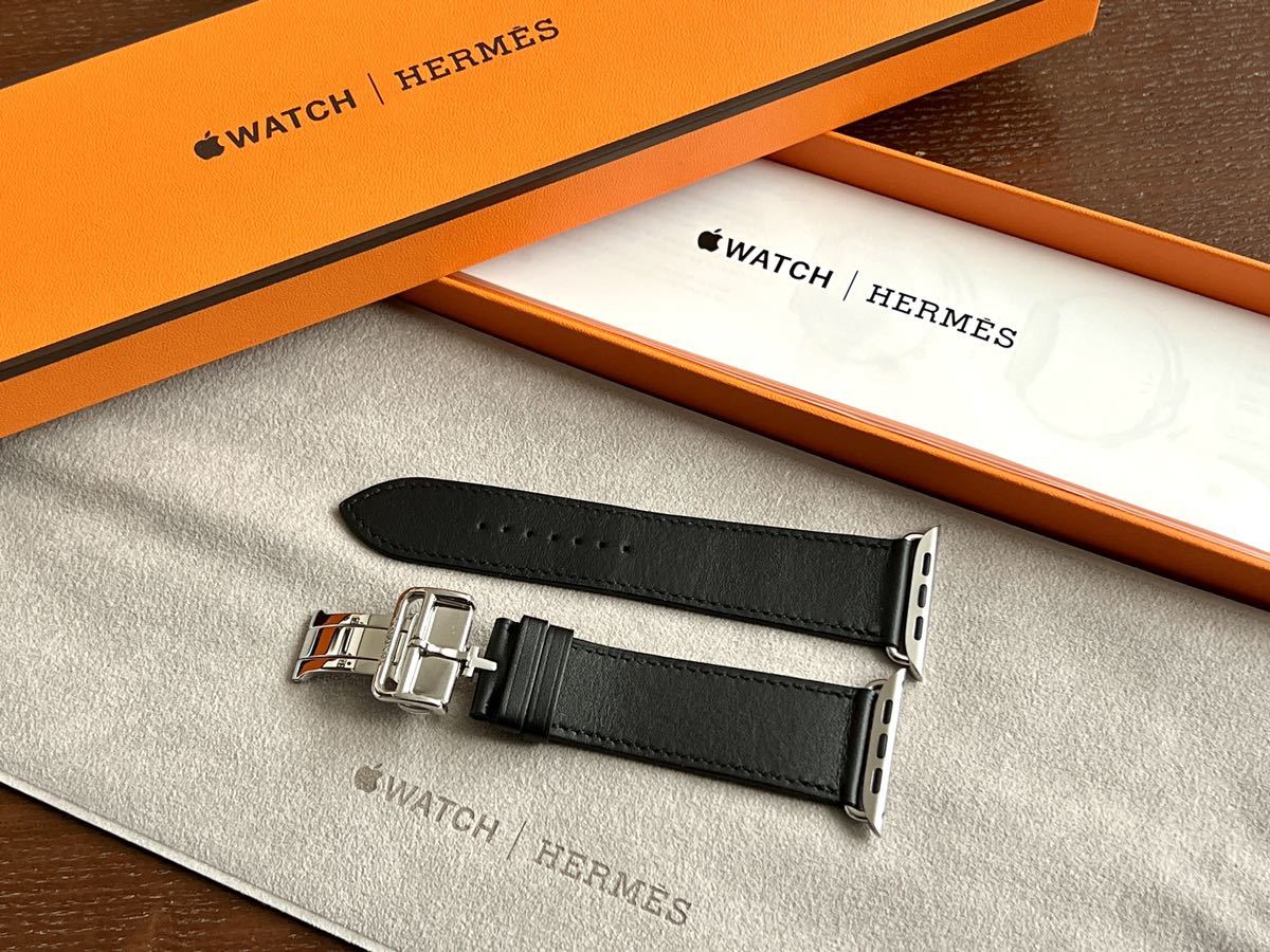 ★ 美品 使用感少ない ★ Apple watch HERMES Dバックル ブラック 黒 45mm 44mm 42mm エルメス シンプルトゥール  ディプロイアントバックル